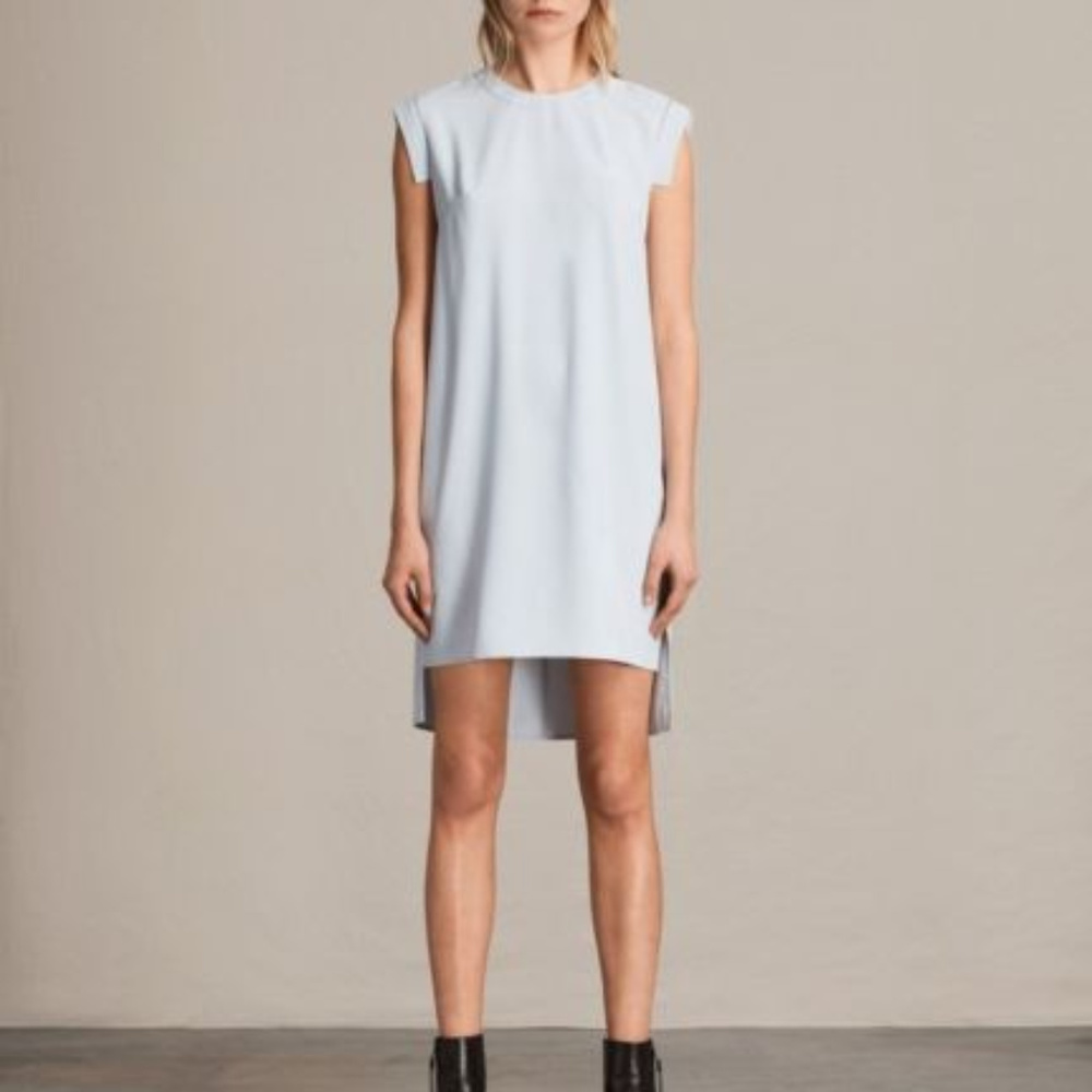 All Saints Tonya Stitch Shift Dress Light Blue 2 4